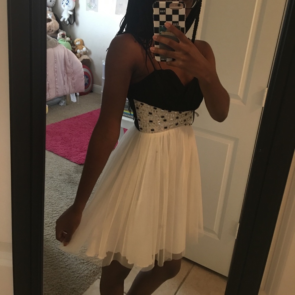 Short Black & White Homecoming Dress
